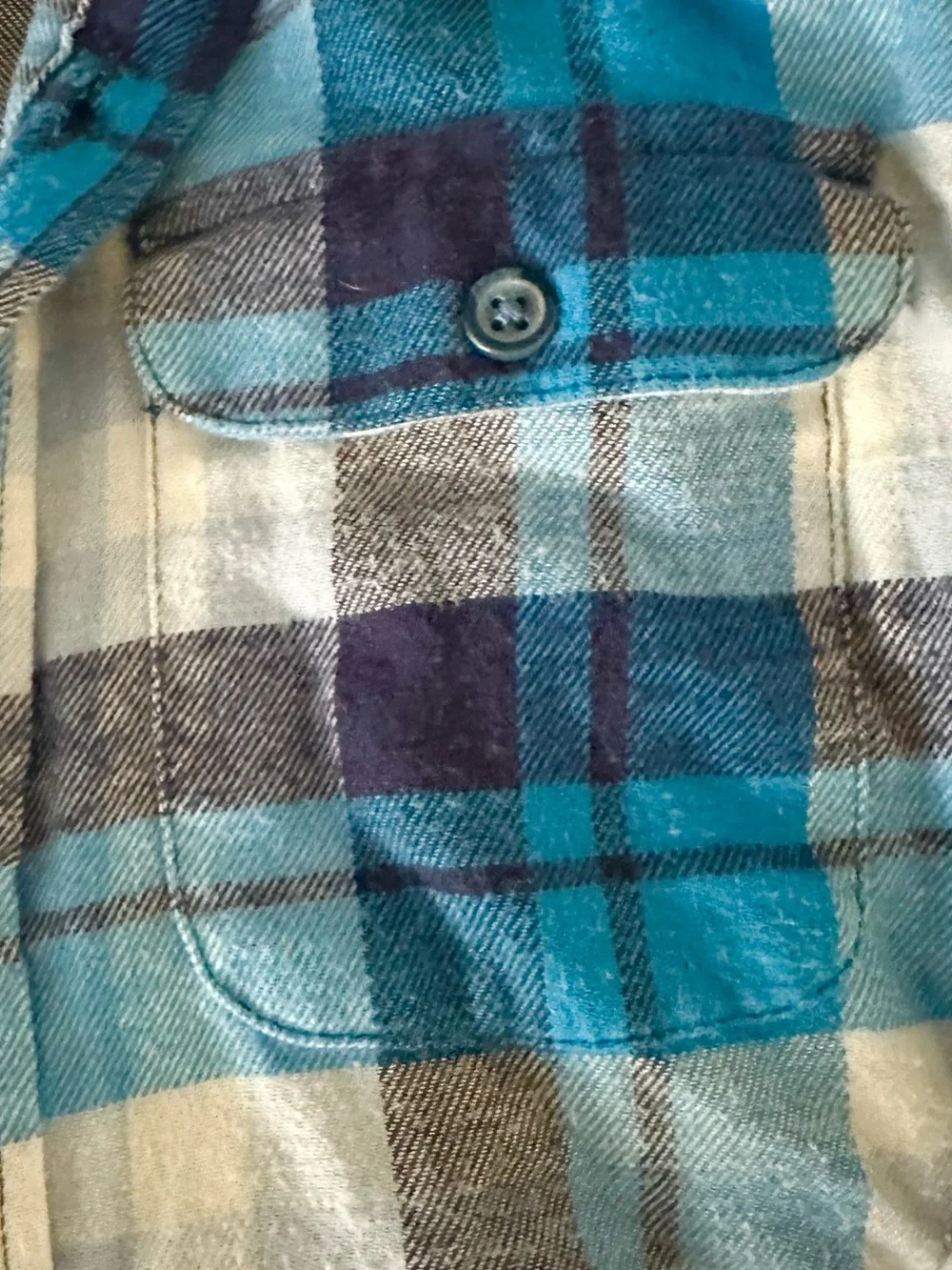 Old Navy Boys Blue Plaid / Flannel Long Sleeve Button Up shirt size youth 6-7